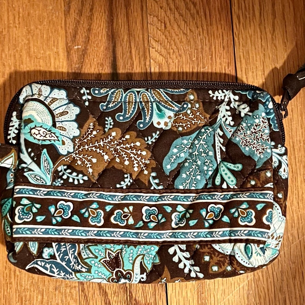Vera Bradley Small Cosmetic Case, Black and Turquoise, only used a few times!